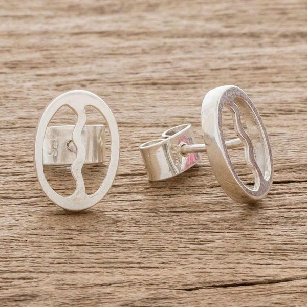 Alternate image for Sterling Silver Coffee Bean Stud Earrings from Guatemala Cafe Love