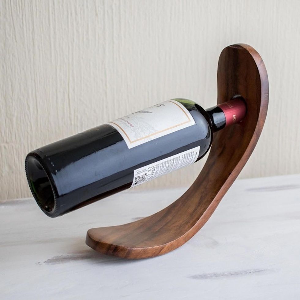 Reclaimed Wood Wine Bottle Holder 'Slope'