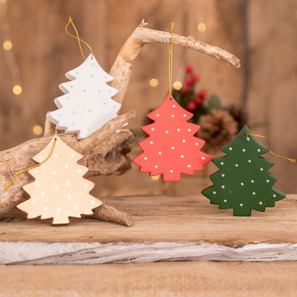 Alternate image for Assorted Wood Christmas Tree Ornaments Set of 4 Christmas Tree Color