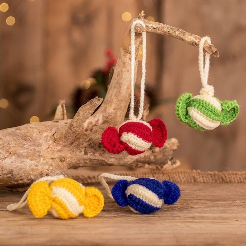 Assorted Hand-Crocheted Ornaments from Guatemala Set of 4 'Enchanting Sweets'