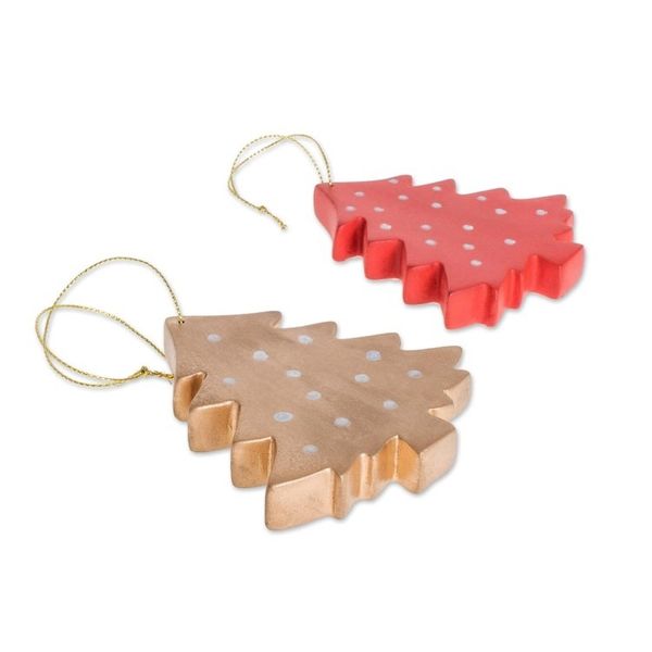 Alternate image for Assorted Wood Christmas Tree Ornaments Set of 4 Christmas Tree Color