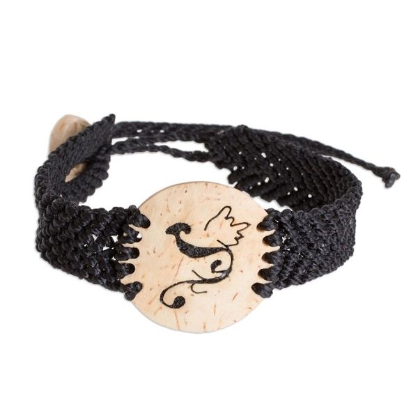 Alternate image for Phoenix Coconut Shell and Lava Stone Pendant Bracelet Abstract Phoenix