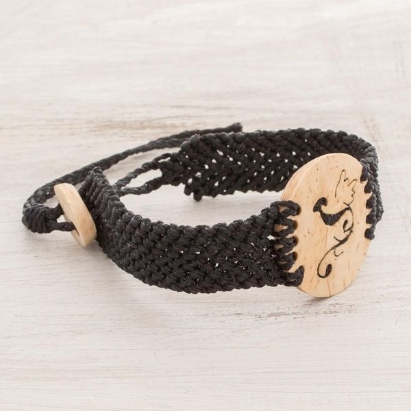 Alternate image for Phoenix Coconut Shell and Lava Stone Pendant Bracelet Abstract Phoenix
