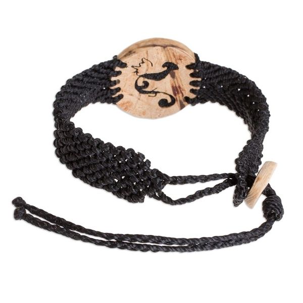 Alternate image for Phoenix Coconut Shell and Lava Stone Pendant Bracelet Abstract Phoenix