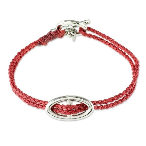 Alternate image for Buckle Accent Red Cord Bracelet Red Braids