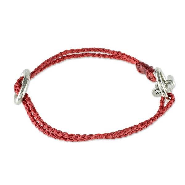 Alternate image for Buckle Accent Red Cord Bracelet Red Braids
