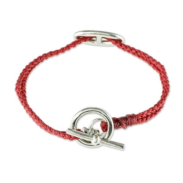 Alternate image for Buckle Accent Red Cord Bracelet Red Braids