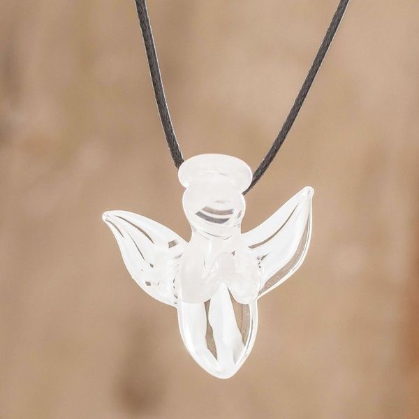 Alternate image for Handmade Art Glass Angel Necklace Bright Angel