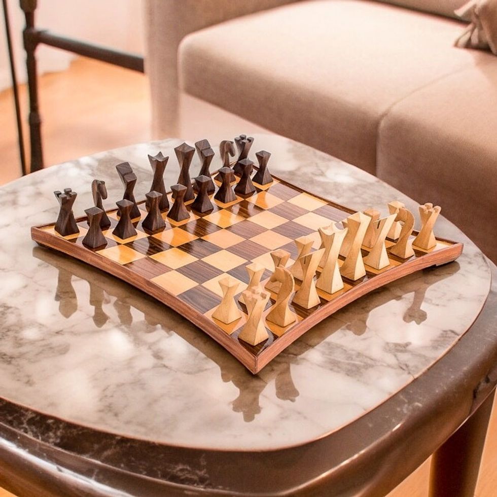 Modern Wood Chess Set 'Elegant Diversion'