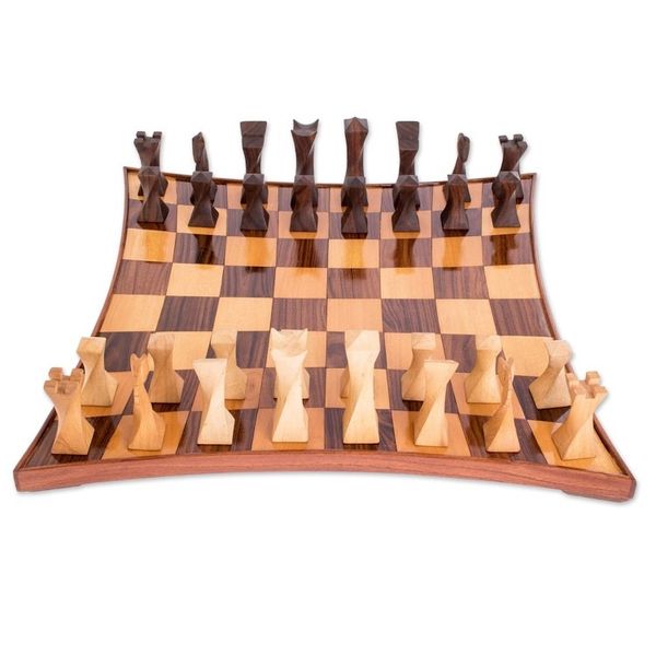 Alternate image for Modern Wood Chess Set Elegant Diversion