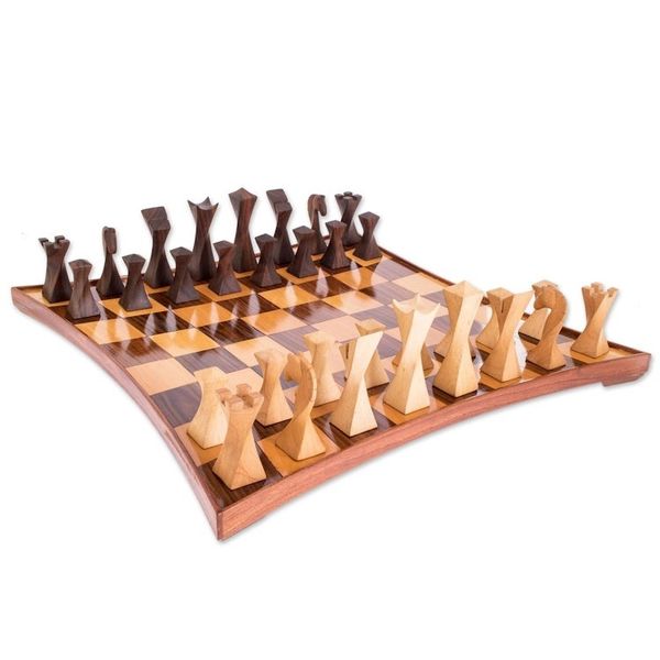 Alternate image for Modern Wood Chess Set Elegant Diversion