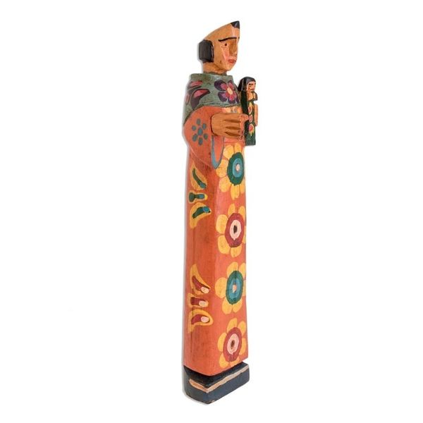 Alternate image for Hand-Painted Wood Anthony of Padua Statuette from Guatemala Saint Anthony of Padua