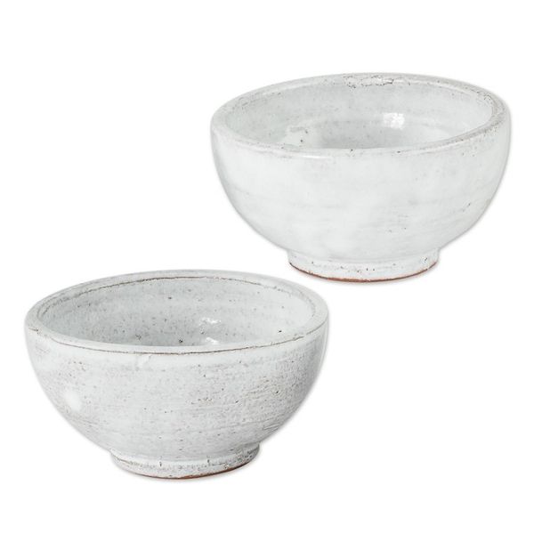 Alternate image for Rustic White Small Ceramic Bowls Pair Fresh White