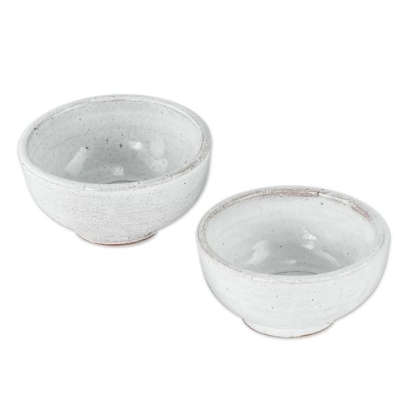 Alternate image for Rustic White Small Ceramic Bowls Pair Fresh White