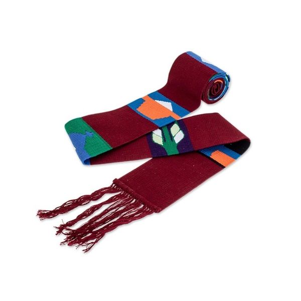 Alternate image for Artisan Woven Cotton Table Runner Solola Totem in Crimson