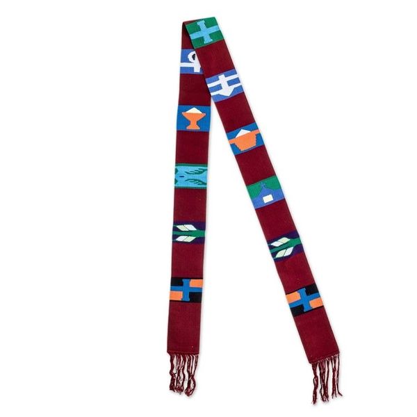 Alternate image for Artisan Woven Cotton Table Runner Solola Totem in Crimson