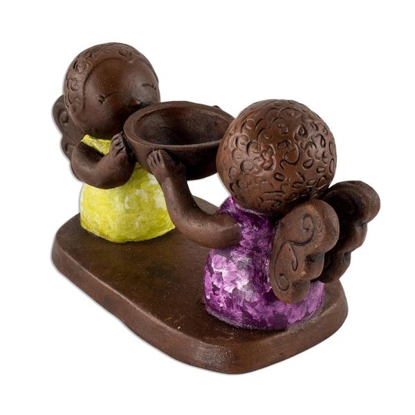 Alternate image for Ceramic Tealight Candleholder with Two Little Angels Angel Duo