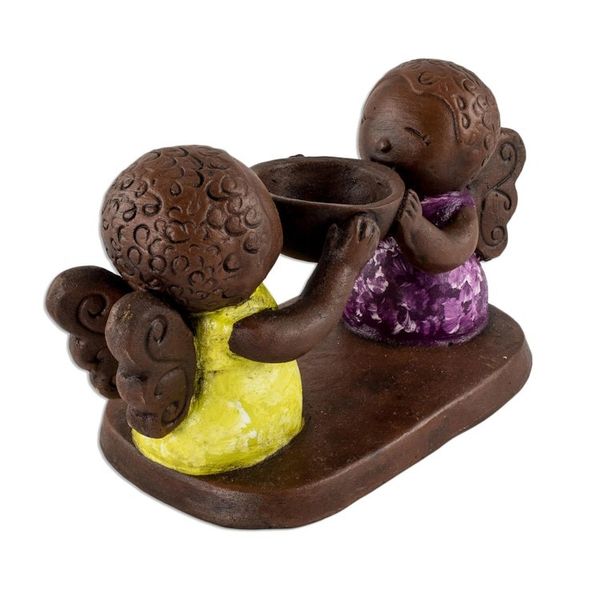 Alternate image for Ceramic Tealight Candleholder with Two Little Angels Angel Duo