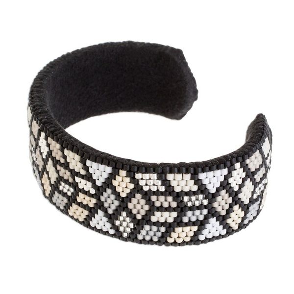 Alternate image for Geometric Glass Beaded Cuff Bracelet from El Salvador Striking Geometry