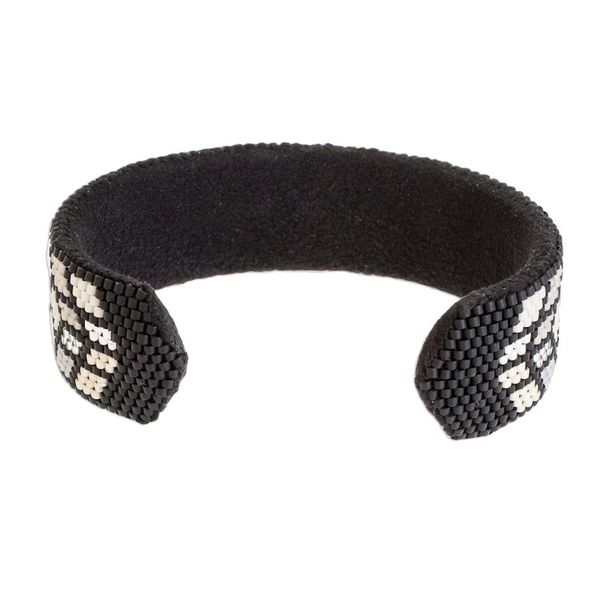 Alternate image for Geometric Glass Beaded Cuff Bracelet from El Salvador Striking Geometry