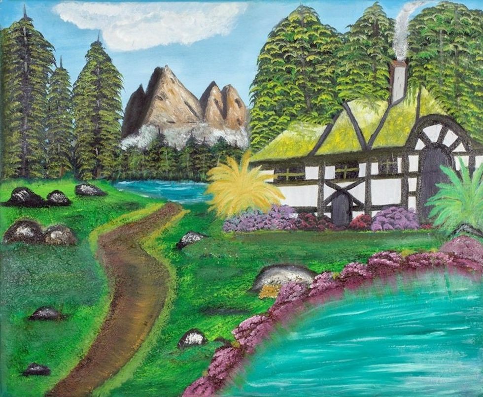 Signed Naif Landscape Painting from Costa Rica 'Country Life'