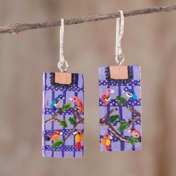 Alternate image for Hand Painted Wooden Earrings Santiago Atitln