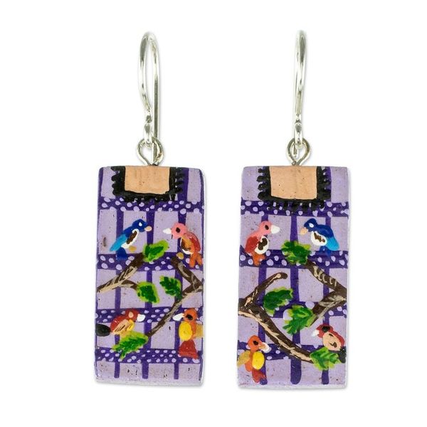 Alternate image for Hand Painted Wooden Earrings Santiago Atitln