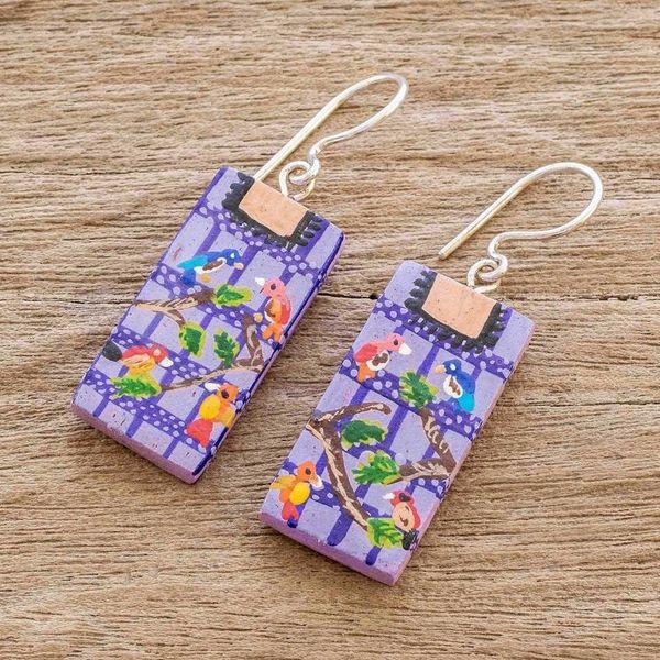 Alternate image for Hand Painted Wooden Earrings Santiago Atitln