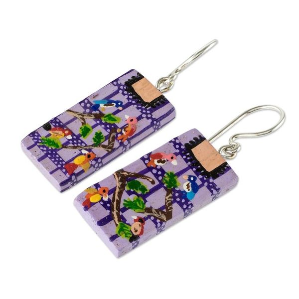 Alternate image for Hand Painted Wooden Earrings Santiago Atitln