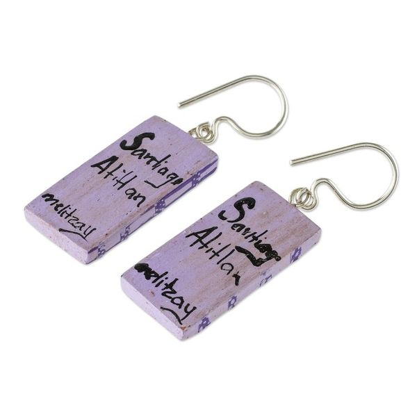 Alternate image for Hand Painted Wooden Earrings Santiago Atitln