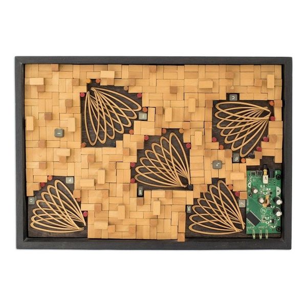 Alternate image for Abstract Mixed Media Wood Wall Art Collage from Guatemala Transhumanism
