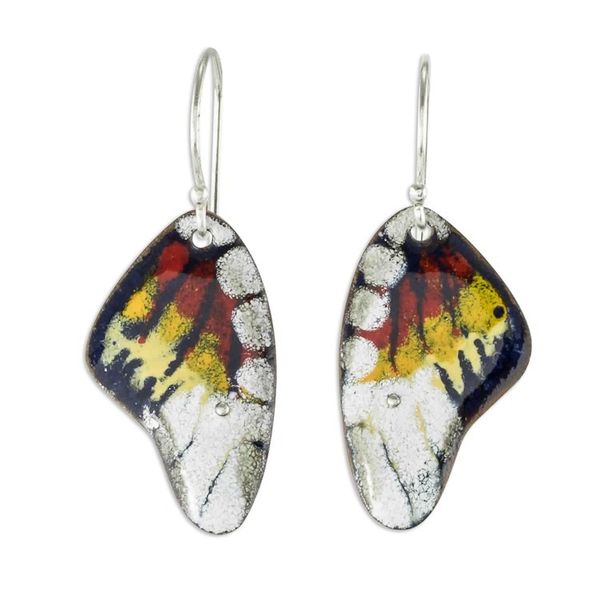 Alternate image for Enameled Sterling Silver Costa Rican Macaw Earrings Butterfly Fantasy