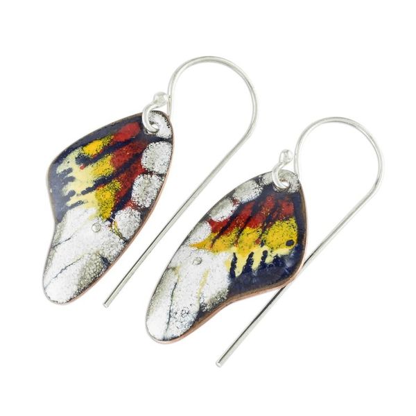Alternate image for Enameled Sterling Silver Costa Rican Macaw Earrings Butterfly Fantasy
