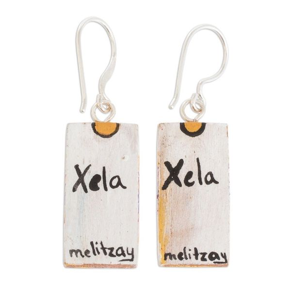 Alternate image for Huipil-Inspired Wood Dangle Earrings from Guatemala Xela Marvels