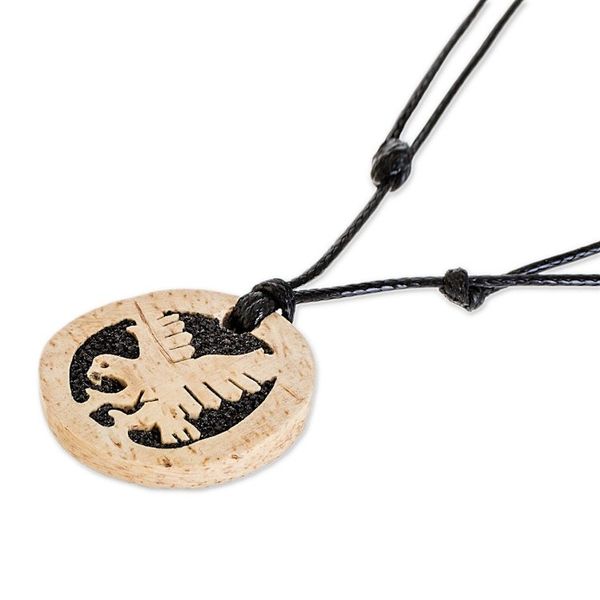 Alternate image for Coconut Shell and Lava Stone Eagle Pendant Necklace Wisdom and Valiance