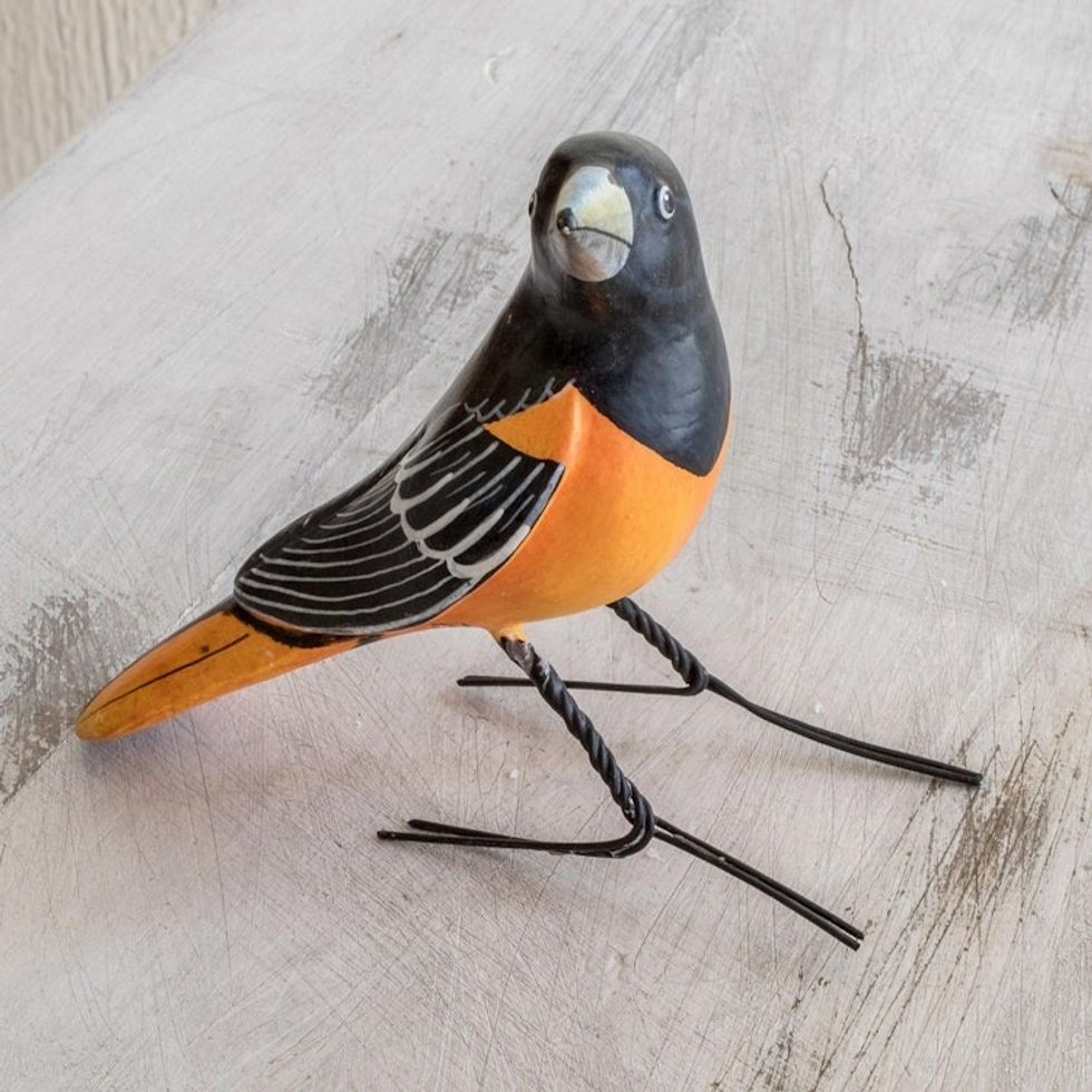 Handcrafted Posable Ceramic Baltimore Oriole Figurine 'Baltimore Oriole'