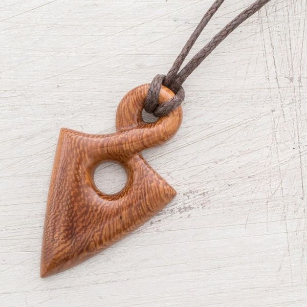 Alternate image for Madrecacao Wood Spearhead Pendant Necklace from Costa Rica Madrecacao Spear