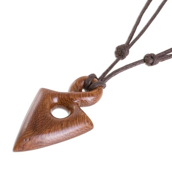 Alternate image for Madrecacao Wood Spearhead Pendant Necklace from Costa Rica Madrecacao Spear