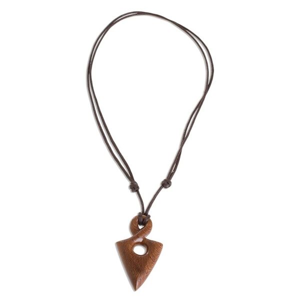 Alternate image for Madrecacao Wood Spearhead Pendant Necklace from Costa Rica Madrecacao Spear