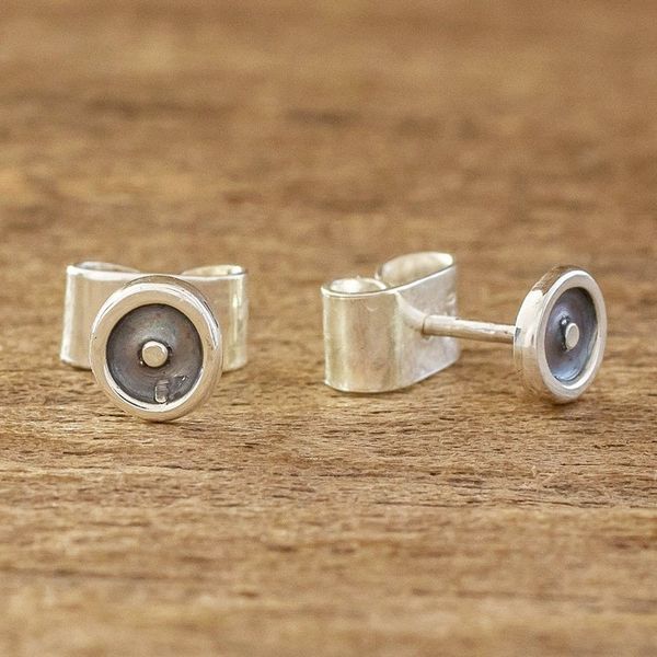 Alternate image for Small Round Sterling Silver Stud Earrings Modern Forms