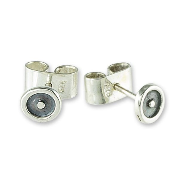 Alternate image for Small Round Sterling Silver Stud Earrings Modern Forms
