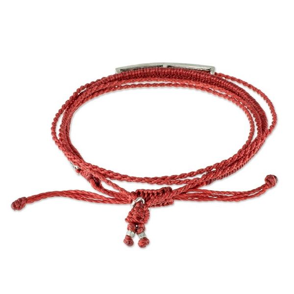 Alternate image for Red Wrap Bracelet with Engraved Pendant Love is Everything