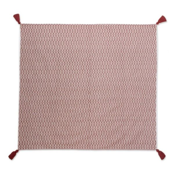 Alternate image for Rhombus Motif Cotton Throw in Chili and Eggshell Rhombus Fascination