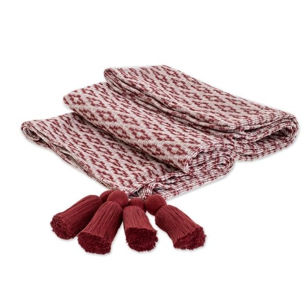 Alternate image for Rhombus Motif Cotton Throw in Chili and Eggshell Rhombus Fascination