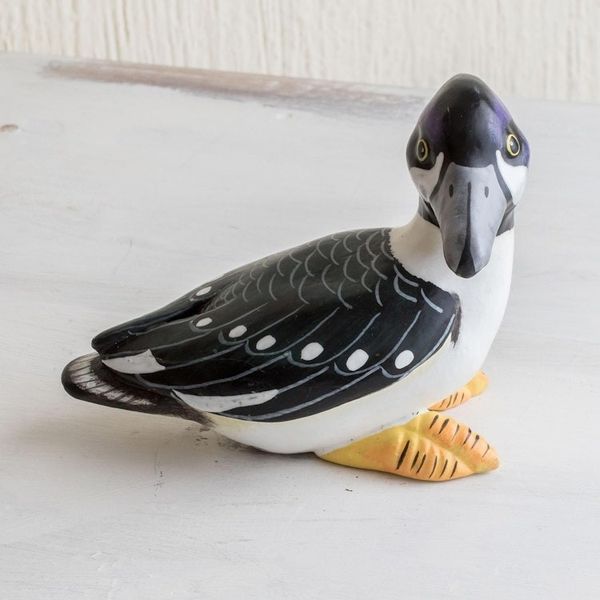 Alternate image for Guatemala Handcrafted Ceramic Bufflehead Duck Figurine Barrows Goldeneye Duck