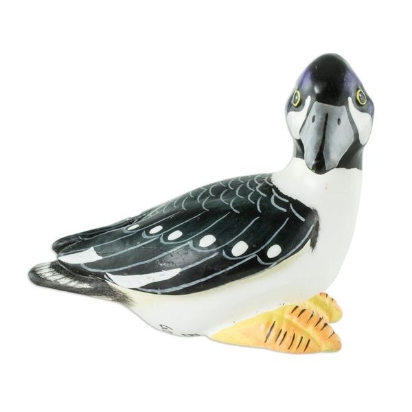 Alternate image for Guatemala Handcrafted Ceramic Bufflehead Duck Figurine Barrows Goldeneye Duck