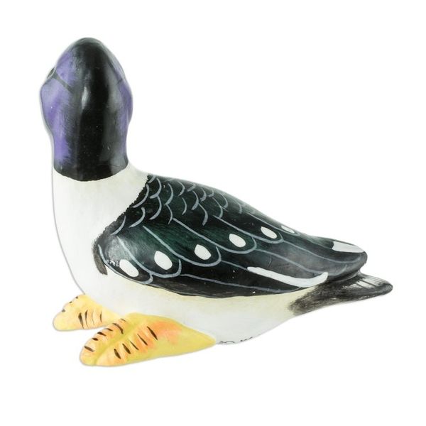 Alternate image for Guatemala Handcrafted Ceramic Bufflehead Duck Figurine Barrows Goldeneye Duck