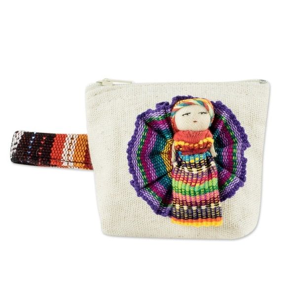 Alternate image for Handmade Cotton Coin Purse with Worry Doll Helpful Friend