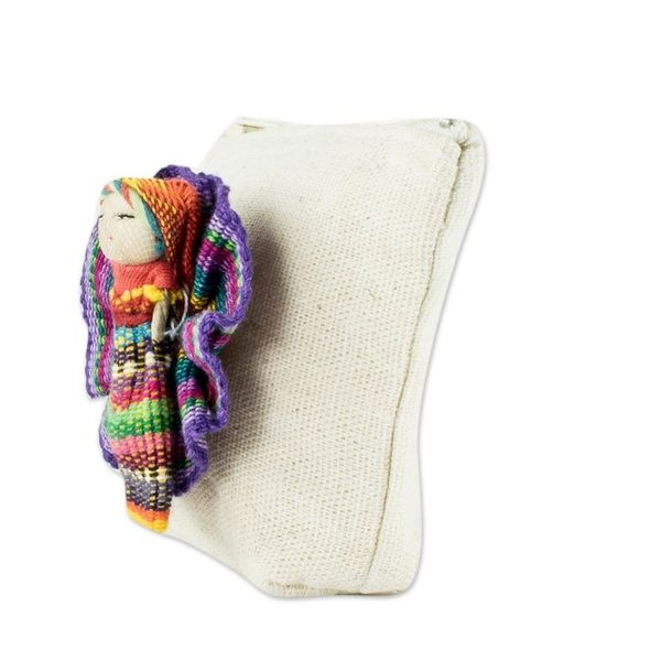Alternate image for Handmade Cotton Coin Purse with Worry Doll Helpful Friend
