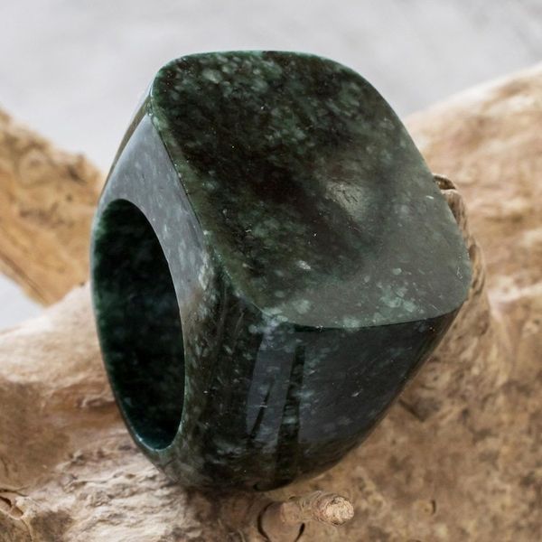 Alternate image for Dark Green Jade Signet Ring Crafted in Guatemala Strong Stone